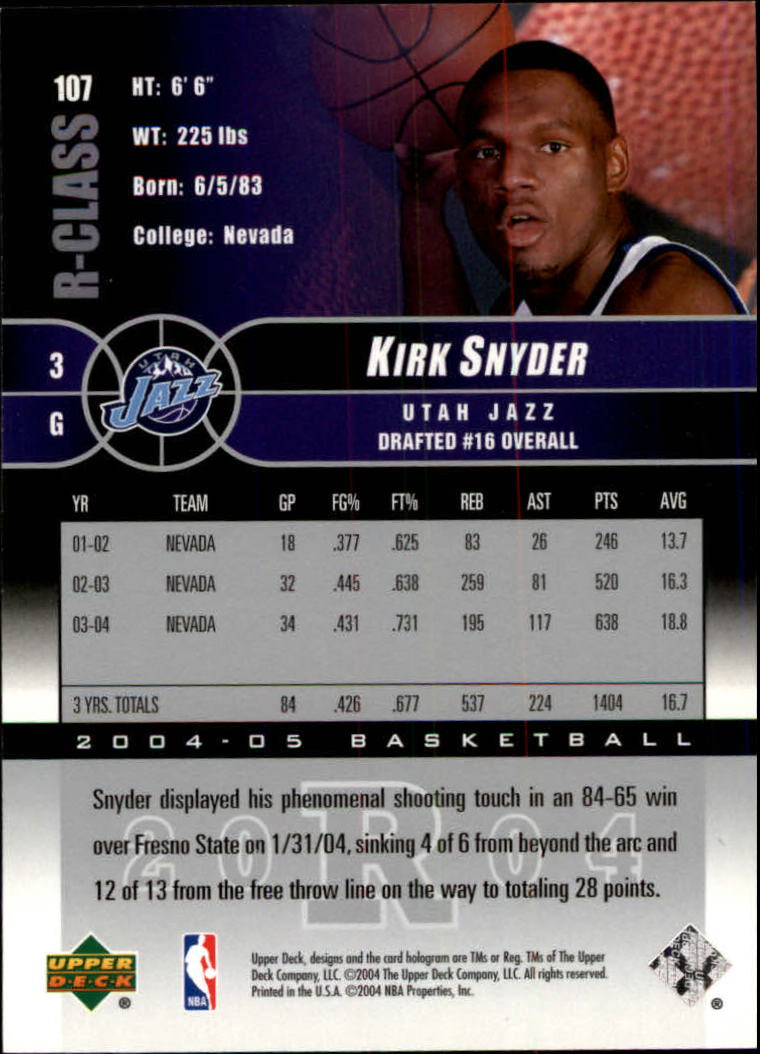 2004/2005 R-Class (Upper Deck) Basketball - Picture 167 of 215