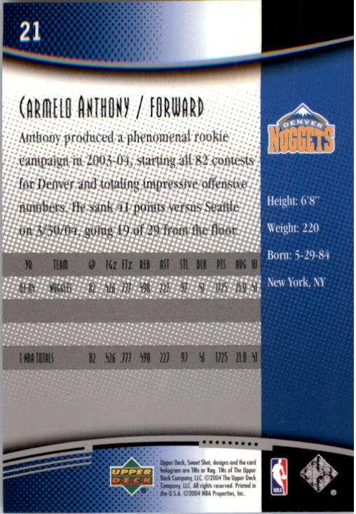 2004/2005 Sweet Shot (Upper Deck) Basketball - Picture 201 of 239