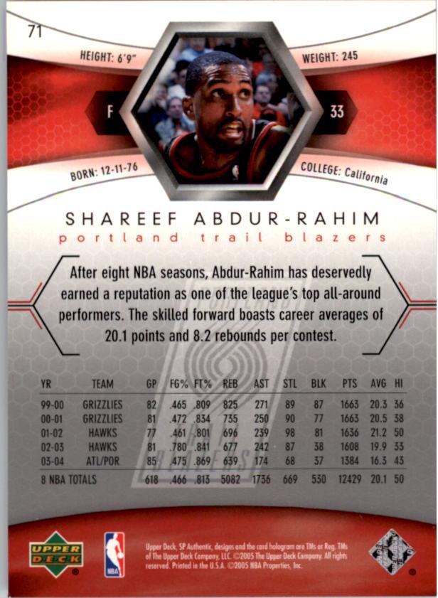 2004/2005 SP Authentic (Upper Deck) Basketball - Picture 120 of 260