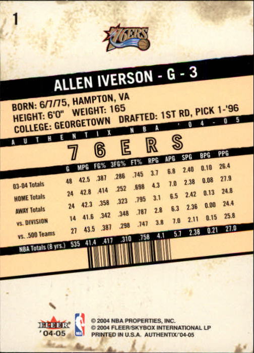 2004/2005 Authentix (Fleer) Basketball Part 1 Main Set Cards #1 to #122 - Picture 3 of 207
