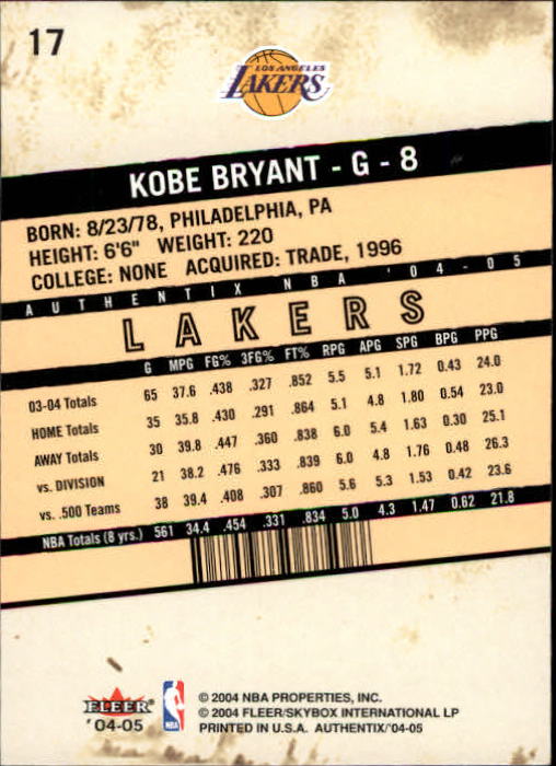 2004/2005 Authentix (Fleer) Basketball Part 1 Main Set Cards #1 to #122 - Picture 35 of 207