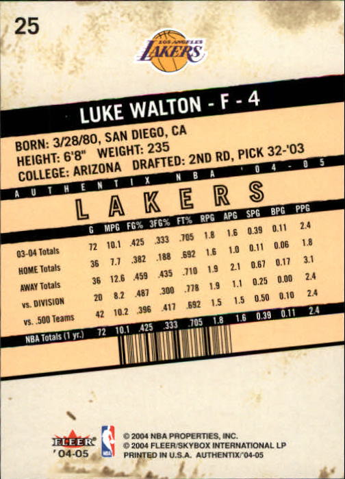 2004/2005 Authentix (Fleer) Basketball Part 1 Main Set Cards #1 to #122 - Picture 51 of 207