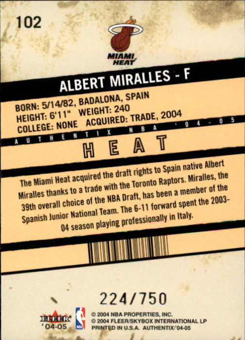 2004/2005 Authentix (Fleer) Basketball Part 1 Main Set Cards #1 to #122 - Picture 201 of 207