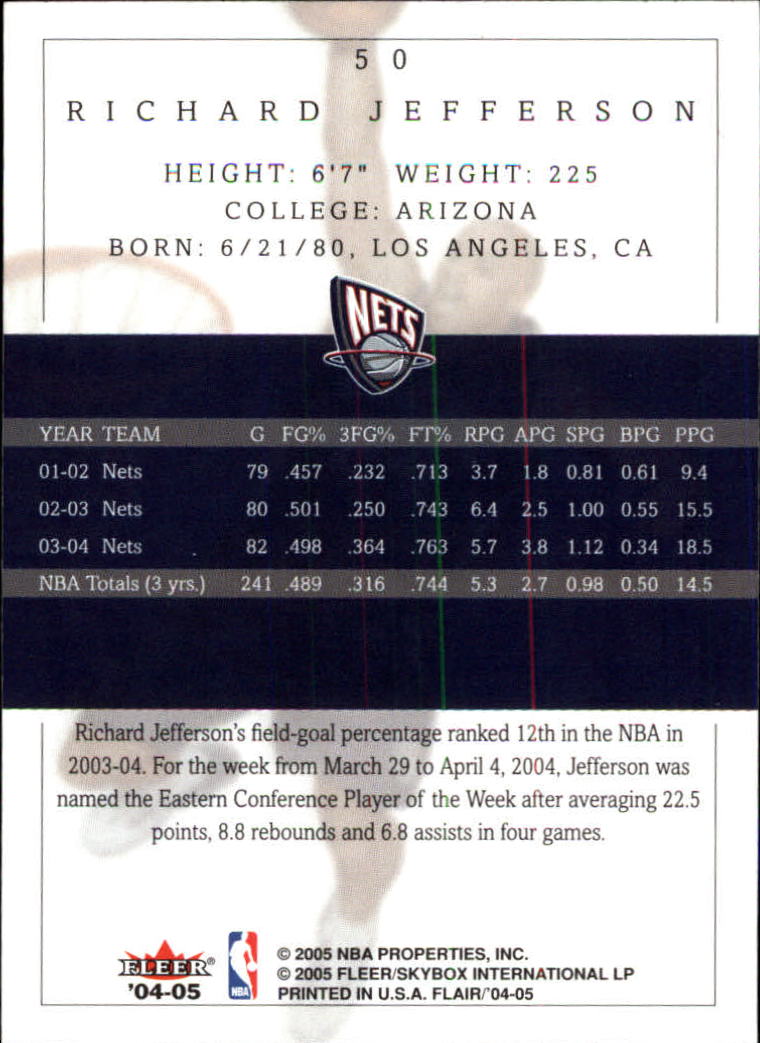 2004/2005 Flair (Fleer) Basketball Main Set Cards #1 to #88 - Picture 63 of 97