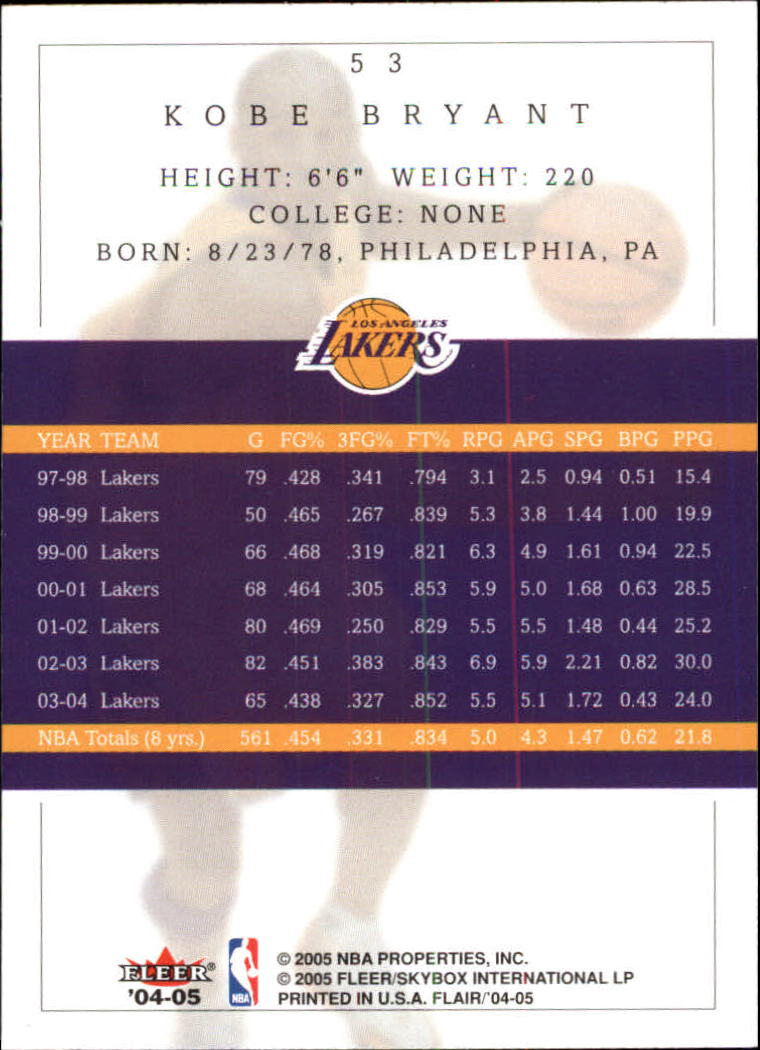 2004/2005 Flair (Fleer) Basketball Main Set Cards #1 to #88 - Picture 69 of 97