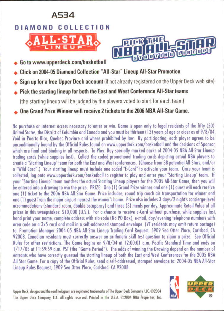 2004/2005 All-Star Lineup (Upper Deck) Basketball - Picture 153 of 159