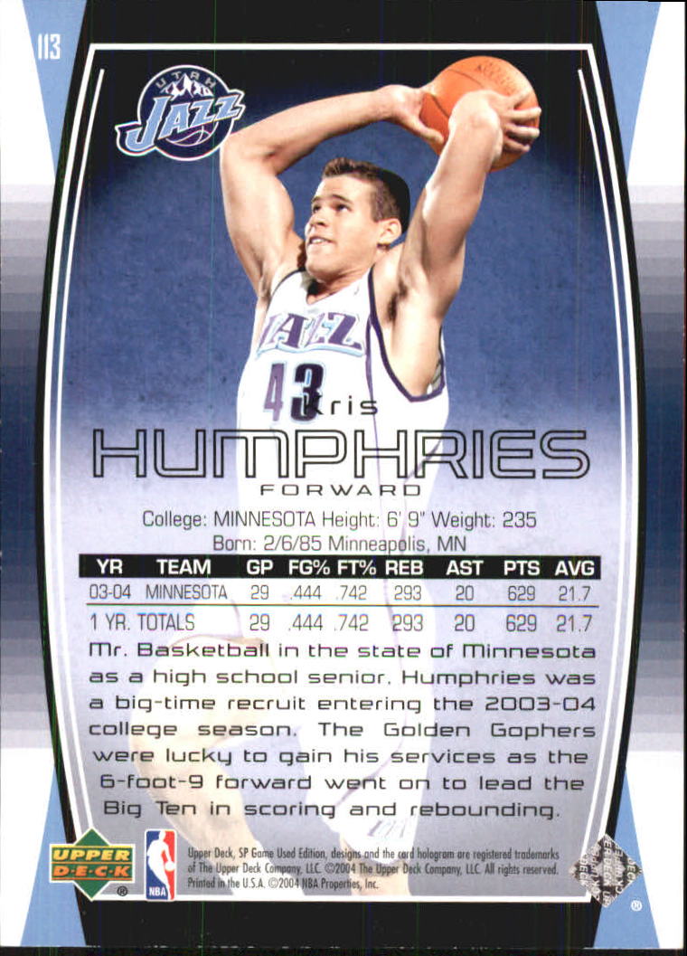 2004/2005 SP Game Used (Upper Deck) Basketball - Picture 162 of 290