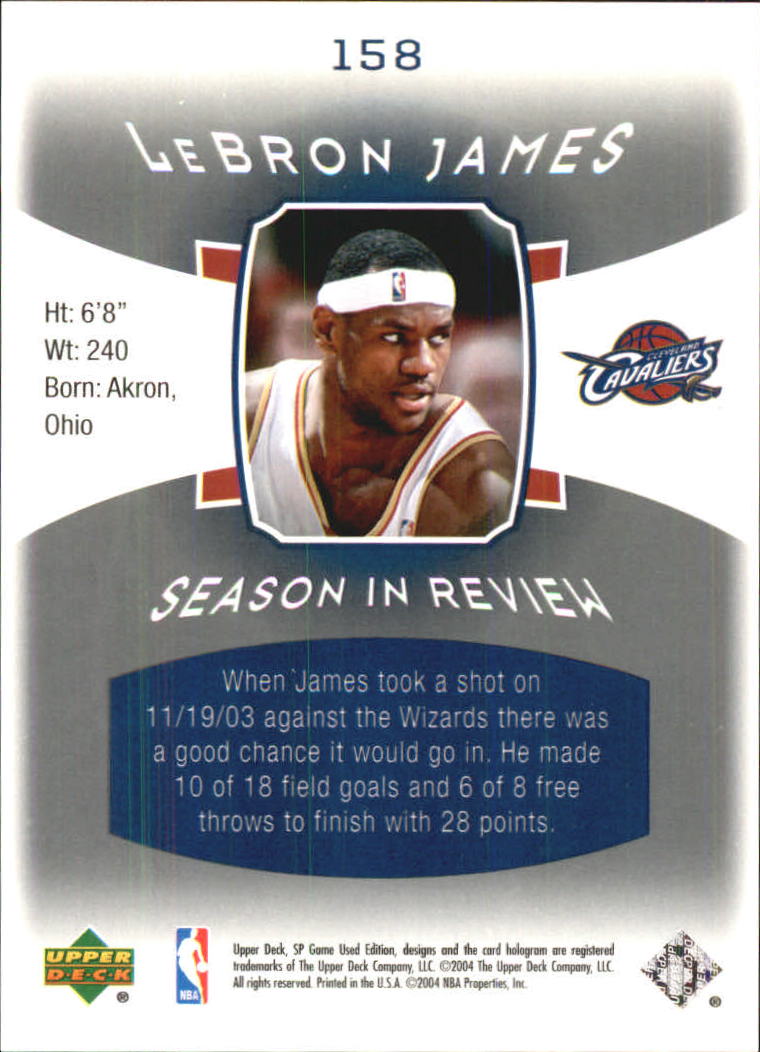 2004/2005 SP Game Used (Upper Deck) Basketball - Picture 241 of 290