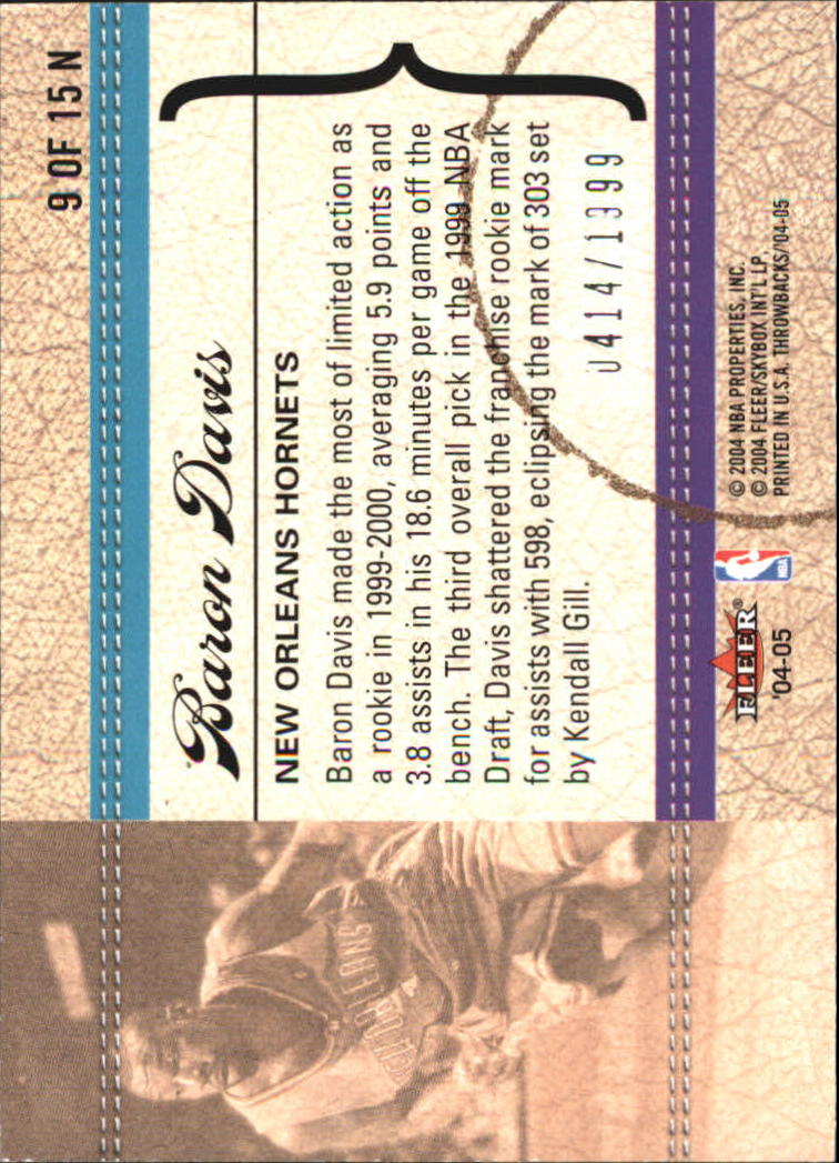 2004/2005 Throwbacks (Fleer) Basketball Part 2 Parallel and Insert Cards - Picture 23 of 25