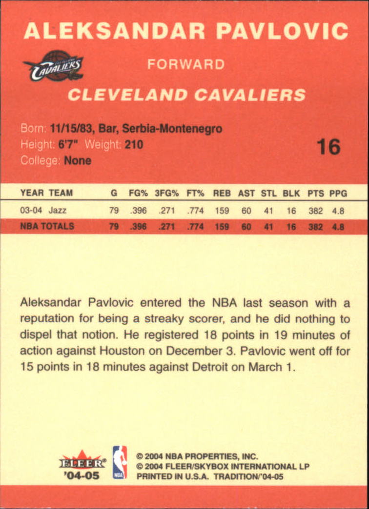 2004/2005 Tradition (Fleer) Basketball Part 1 Red Main Set Cards #1 to #268 - Picture 33 of 496