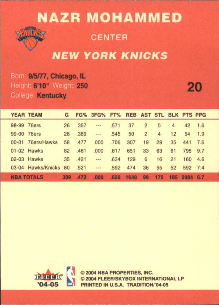 2004/2005 Tradition (Fleer) Basketball Part 1 Red Main Set Cards #1 to #268 - Picture 41 of 496