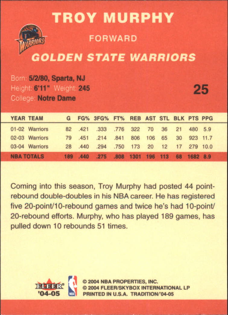2004/2005 Tradition (Fleer) Basketball Part 1 Red Main Set Cards #1 to #268 - Picture 51 of 496