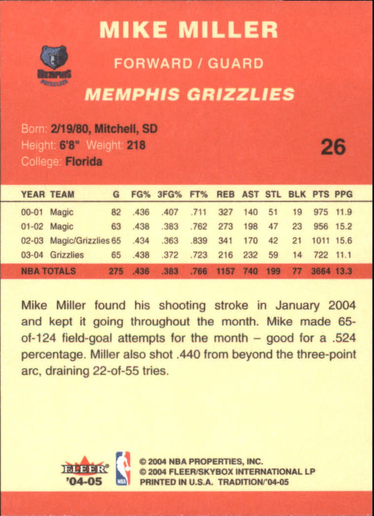 2004/2005 Tradition (Fleer) Basketball Part 1 Red Main Set Cards #1 to #268 - Picture 53 of 496