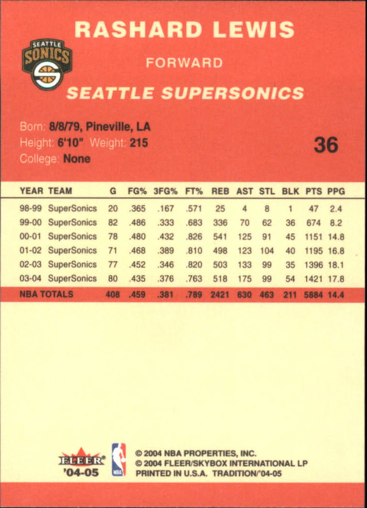 2004/2005 Tradition (Fleer) Basketball Part 1 Red Main Set Cards #1 to #268 - Picture 73 of 496