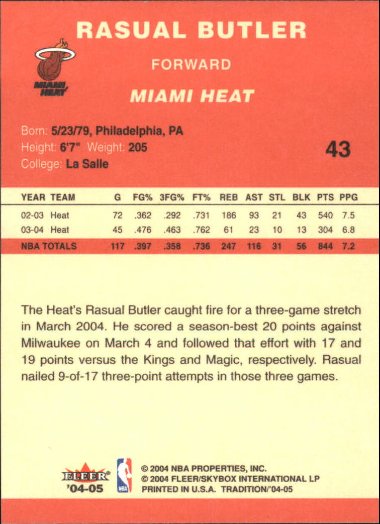 2004/2005 Tradition (Fleer) Basketball Part 1 Red Main Set Cards #1 to #268 - Picture 83 of 496