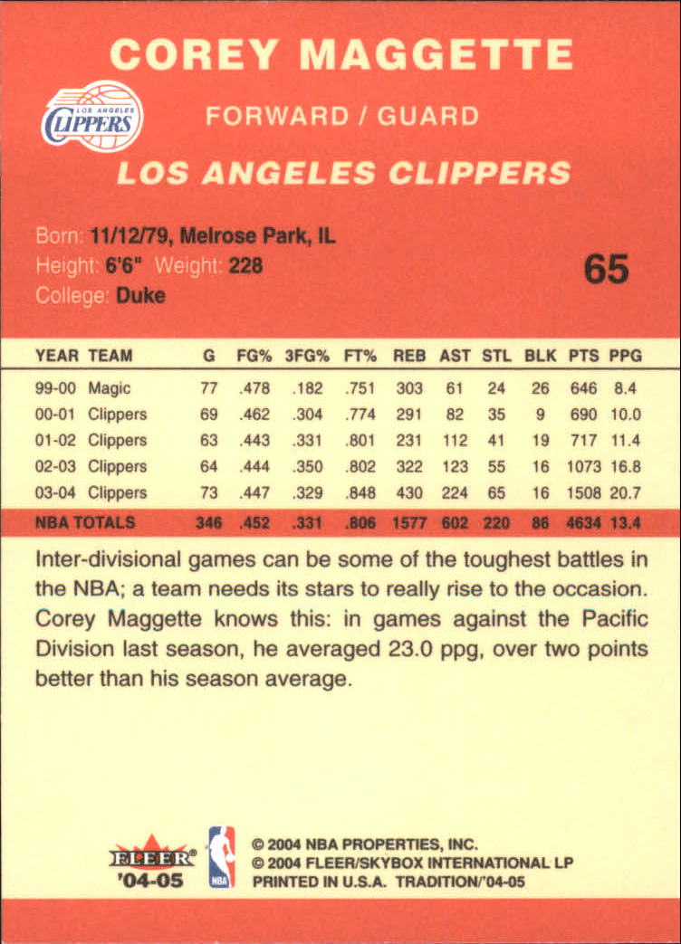 2004/2005 Tradition (Fleer) Basketball Part 1 Red Main Set Cards #1 to #268 - Picture 125 of 496