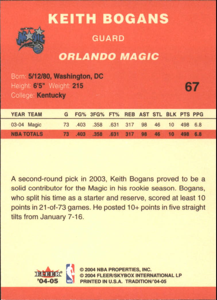 2004/2005 Tradition (Fleer) Basketball Part 1 Red Main Set Cards #1 to #268 - Picture 129 of 496