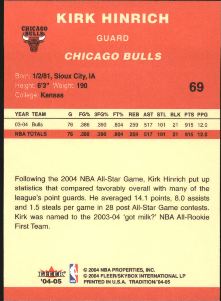 2004/2005 Tradition (Fleer) Basketball Part 1 Red Main Set Cards #1 to #268 - Picture 133 of 496