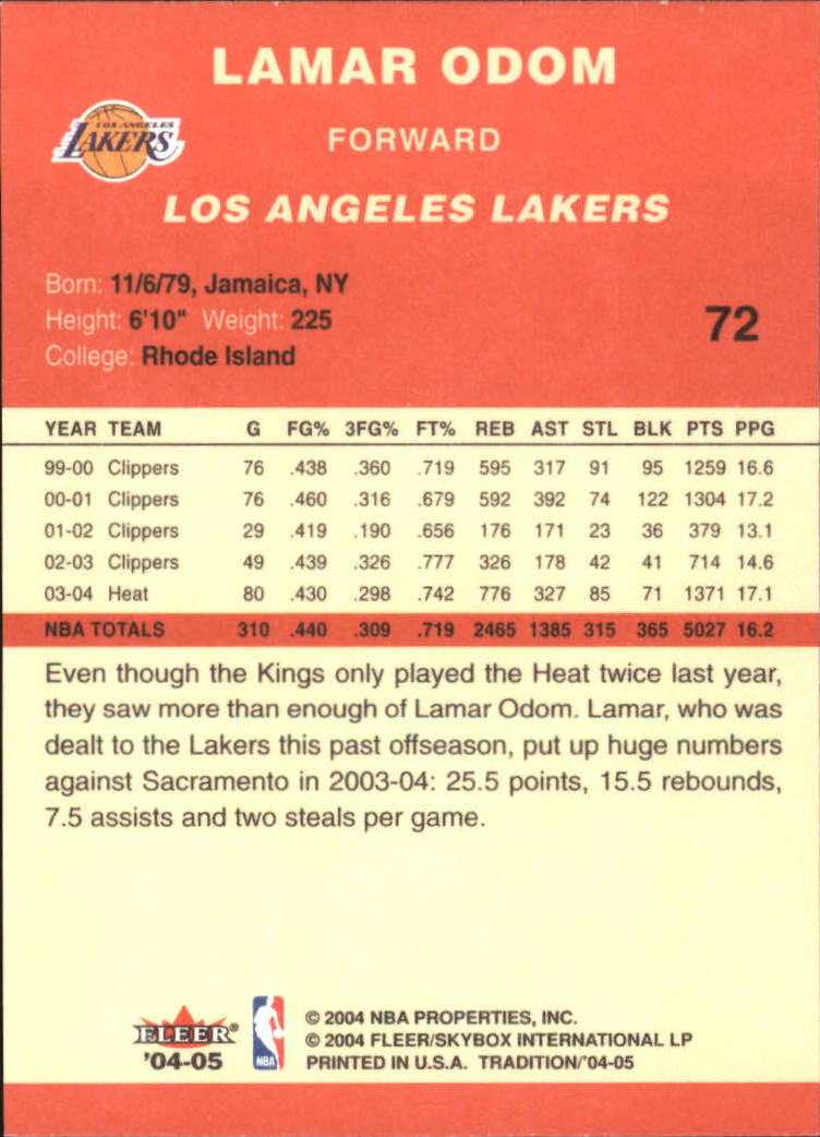 2004/2005 Tradition (Fleer) Basketball Part 1 Red Main Set Cards #1 to #268 - Picture 139 of 496
