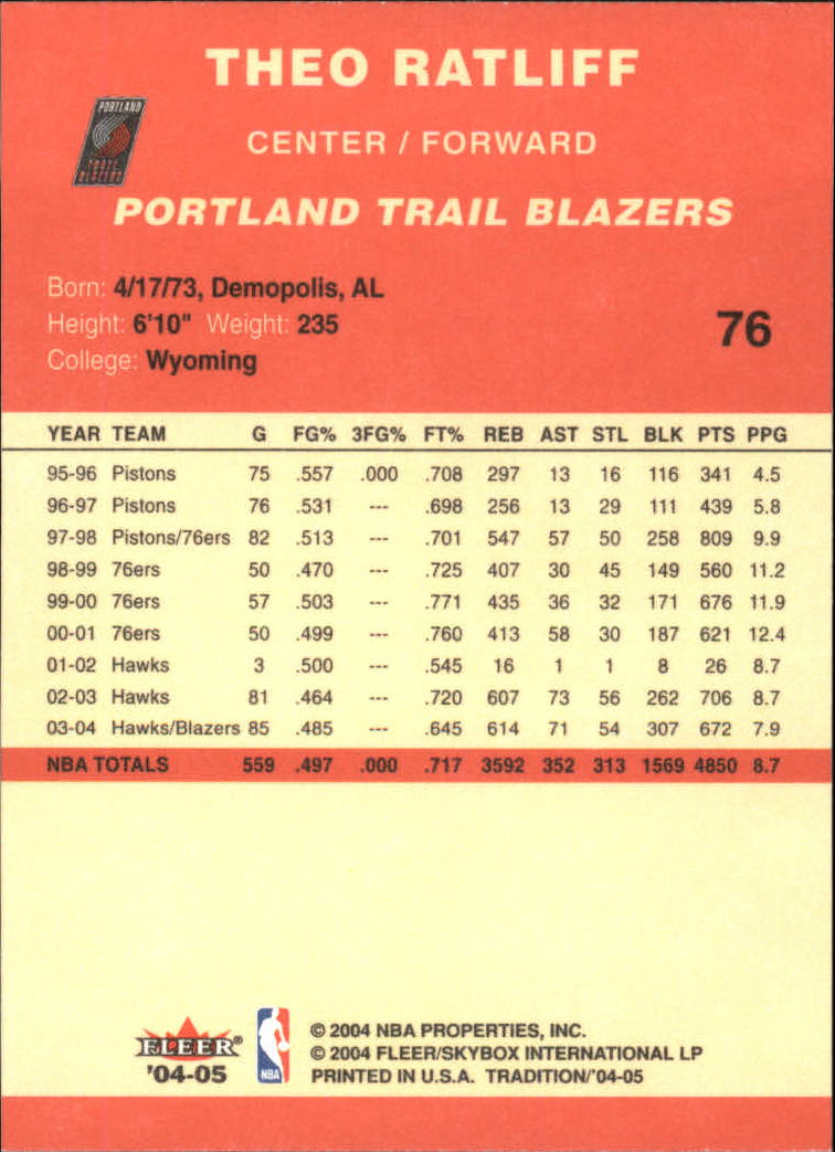 2004/2005 Tradition (Fleer) Basketball Part 1 Red Main Set Cards #1 to #268 - Picture 147 of 496