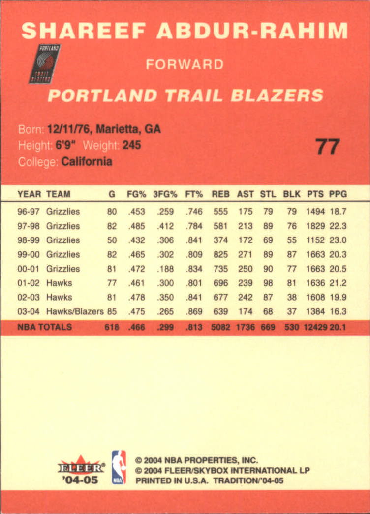 2004/2005 Tradition (Fleer) Basketball Part 1 Red Main Set Cards #1 to #268 - Picture 149 of 496