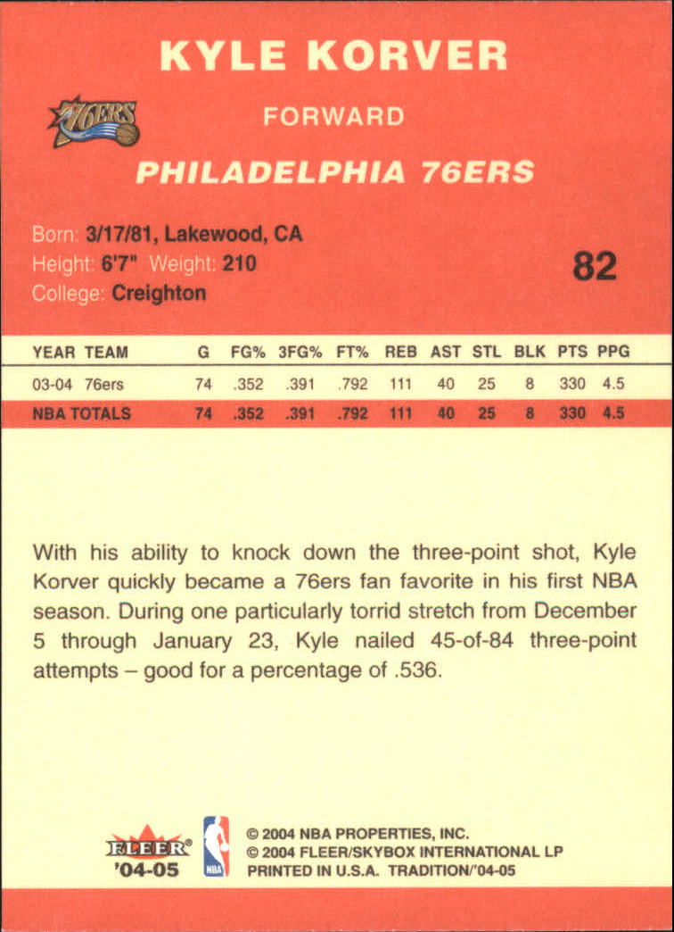 2004/2005 Tradition (Fleer) Basketball Part 1 Red Main Set Cards #1 to #268 - Picture 159 of 496