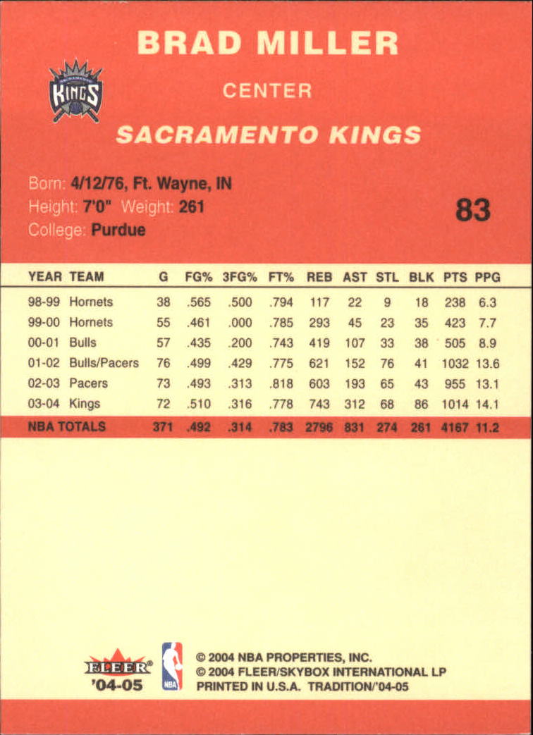 2004/2005 Tradition (Fleer) Basketball Part 1 Red Main Set Cards #1 to #268 - Picture 161 of 496