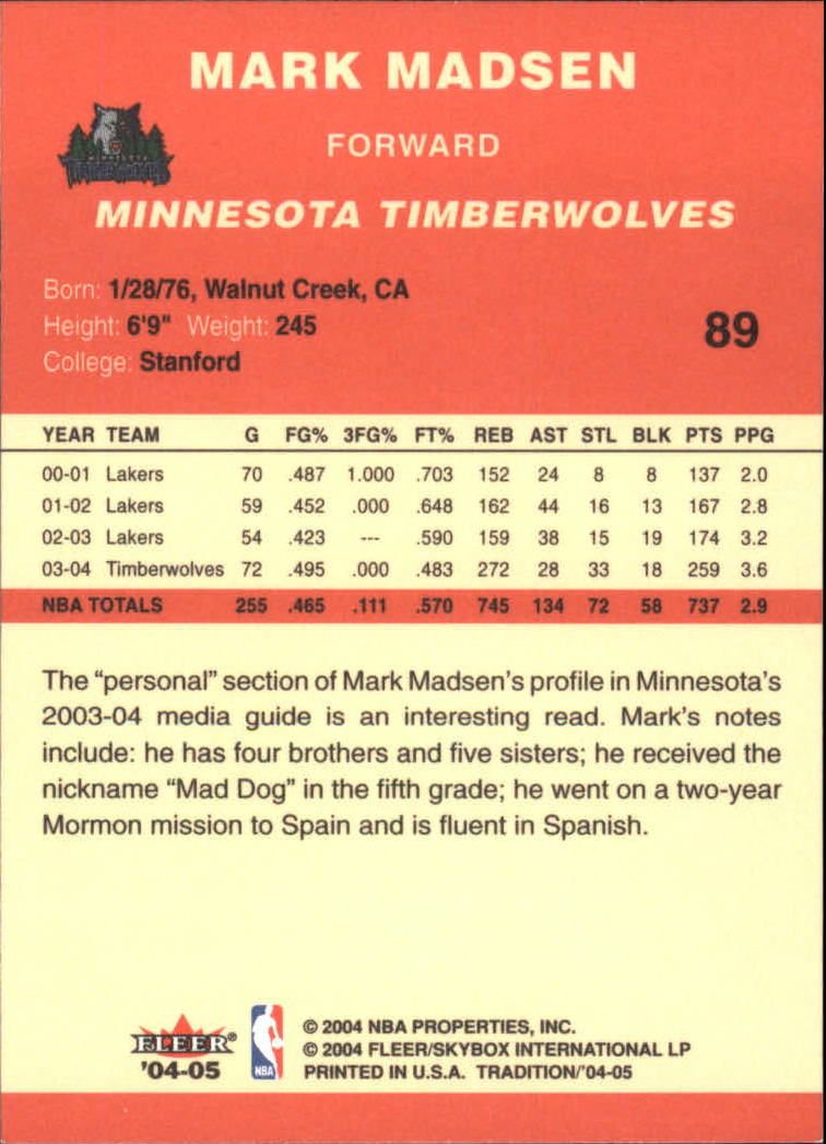 2004/2005 Tradition (Fleer) Basketball Part 1 Red Main Set Cards #1 to #268 - Picture 173 of 496