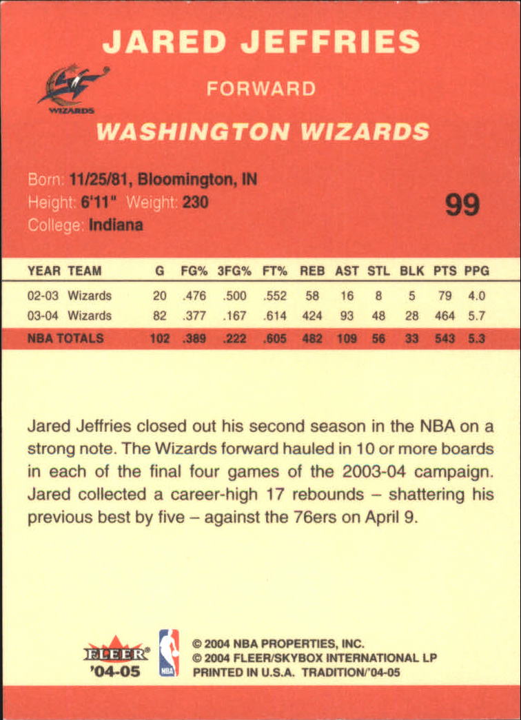 2004/2005 Tradition (Fleer) Basketball Part 1 Red Main Set Cards #1 to #268 - Picture 193 of 496