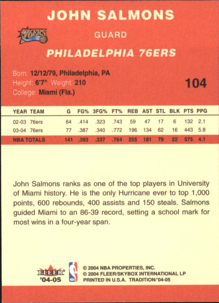 2004/2005 Tradition (Fleer) Basketball Part 1 Red Main Set Cards #1 to #268 - Picture 203 of 496