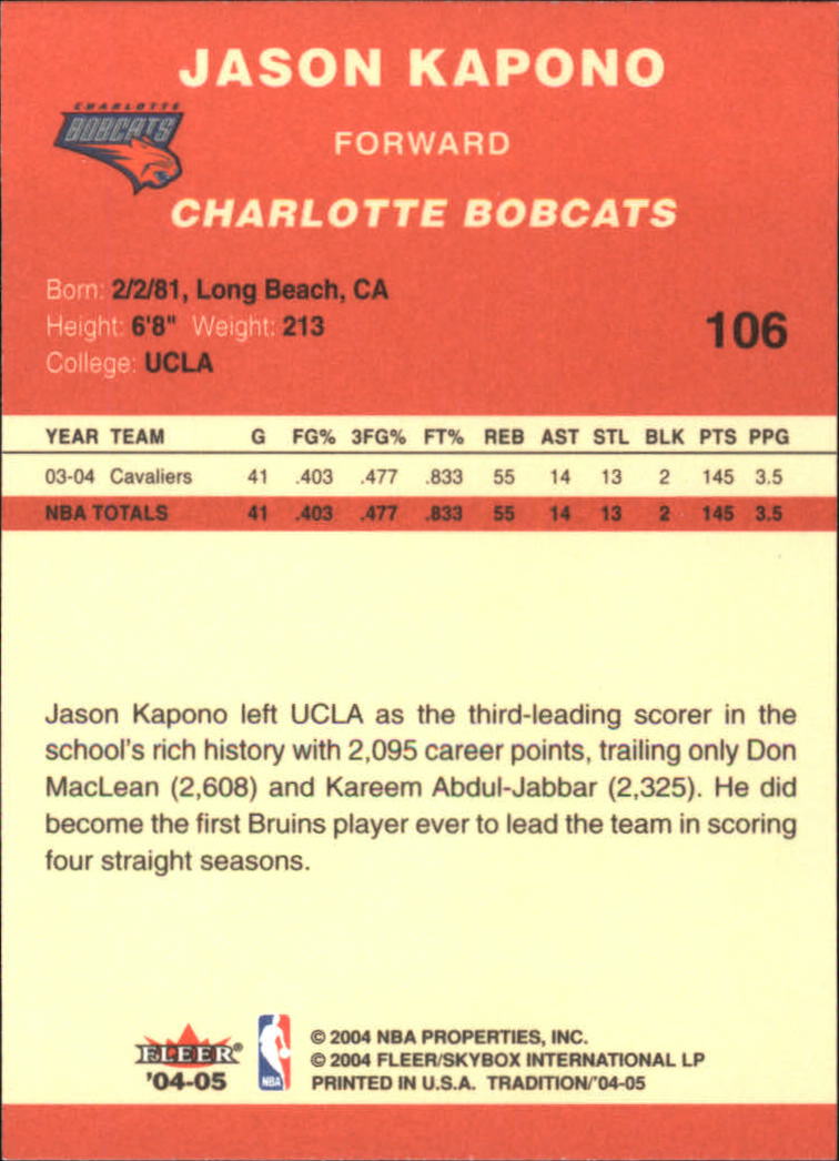 2004/2005 Tradition (Fleer) Basketball Part 1 Red Main Set Cards #1 to #268 - Picture 207 of 496