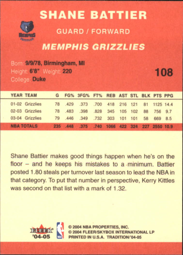 2004/2005 Tradition (Fleer) Basketball Part 1 Red Main Set Cards #1 to #268 - Picture 211 of 496