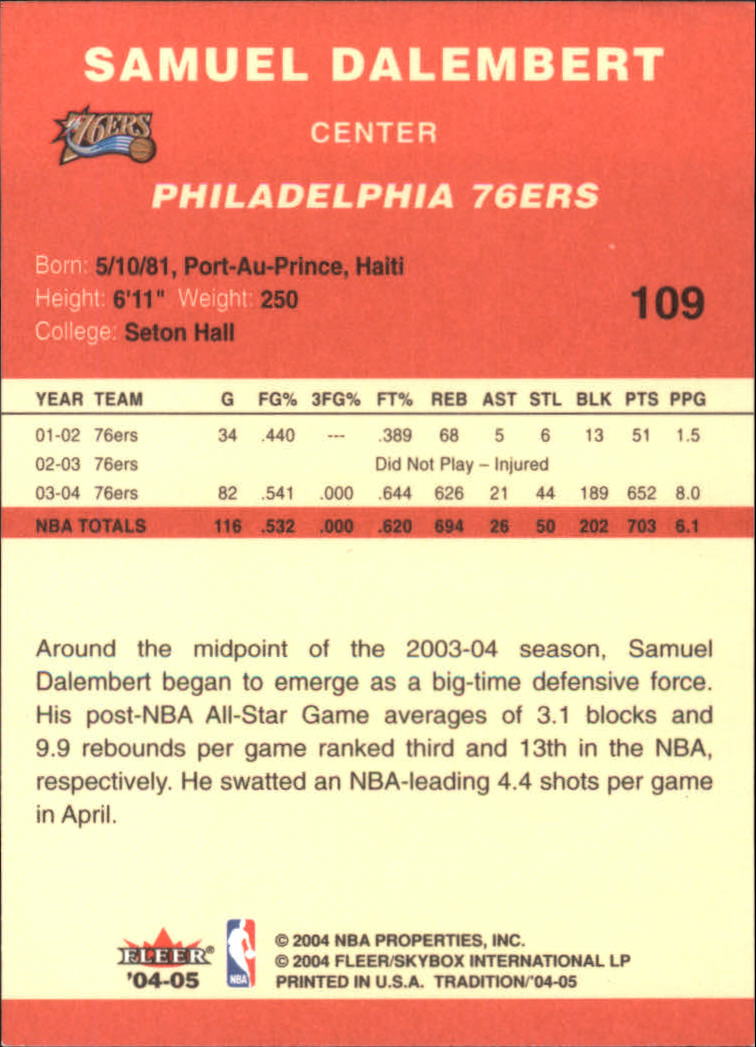 2004/2005 Tradition (Fleer) Basketball Part 1 Red Main Set Cards #1 to #268 - Picture 213 of 496