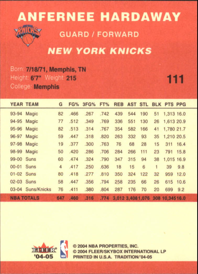 2004/2005 Tradition (Fleer) Basketball Part 1 Red Main Set Cards #1 to #268 - Picture 217 of 496