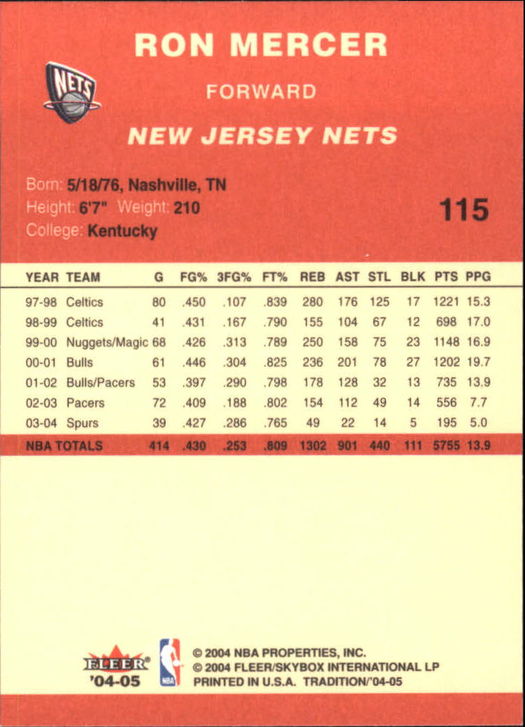 2004/2005 Tradition (Fleer) Basketball Part 1 Red Main Set Cards #1 to #268 - Picture 225 of 496