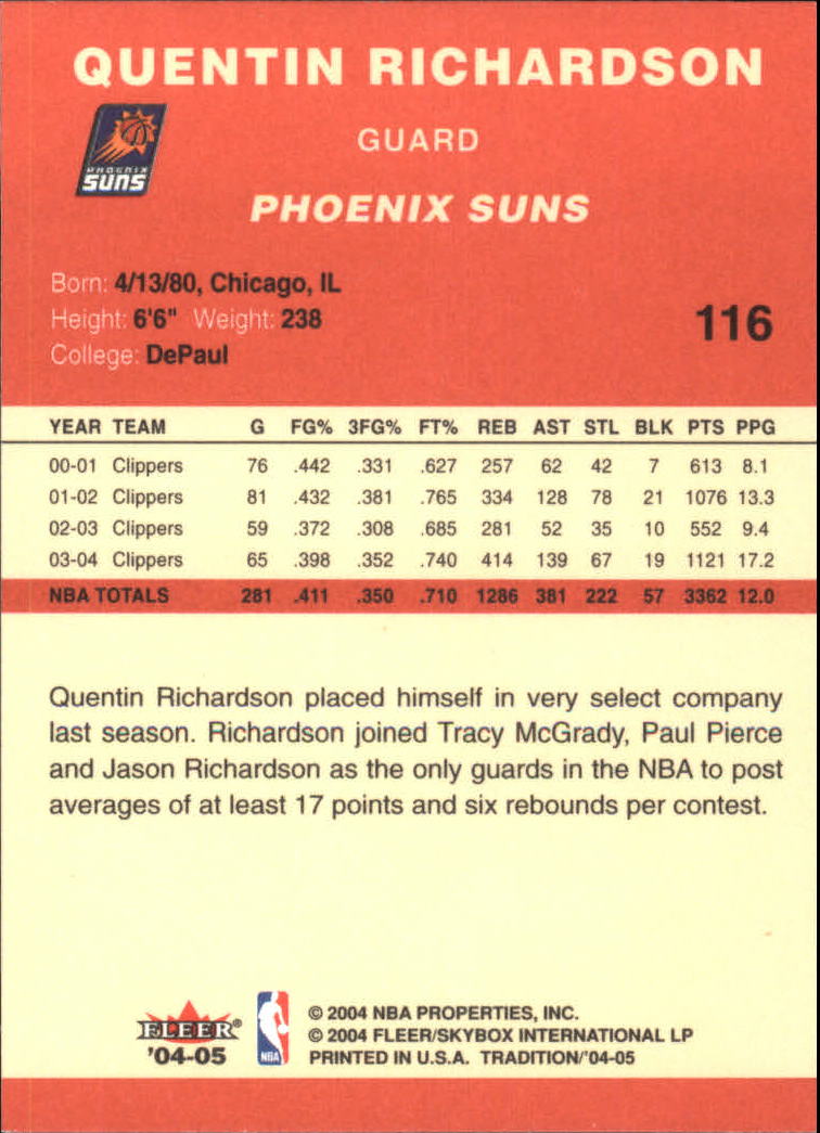 2004/2005 Tradition (Fleer) Basketball Part 1 Red Main Set Cards #1 to #268 - Picture 227 of 496