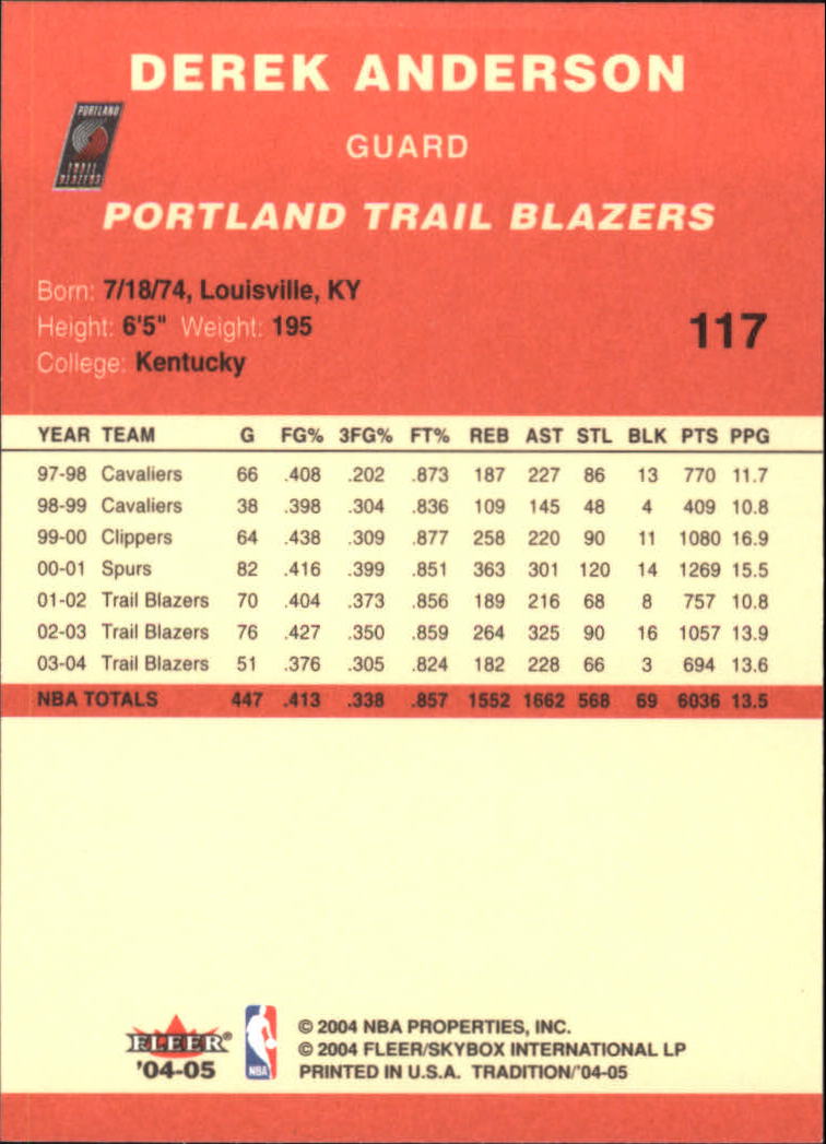 2004/2005 Tradition (Fleer) Basketball Part 1 Red Main Set Cards #1 to #268 - Picture 229 of 496