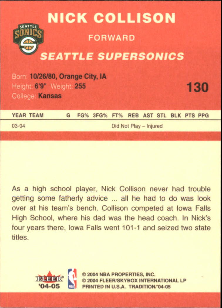 2004/2005 Tradition (Fleer) Basketball Part 1 Red Main Set Cards #1 to #268 - Picture 255 of 496