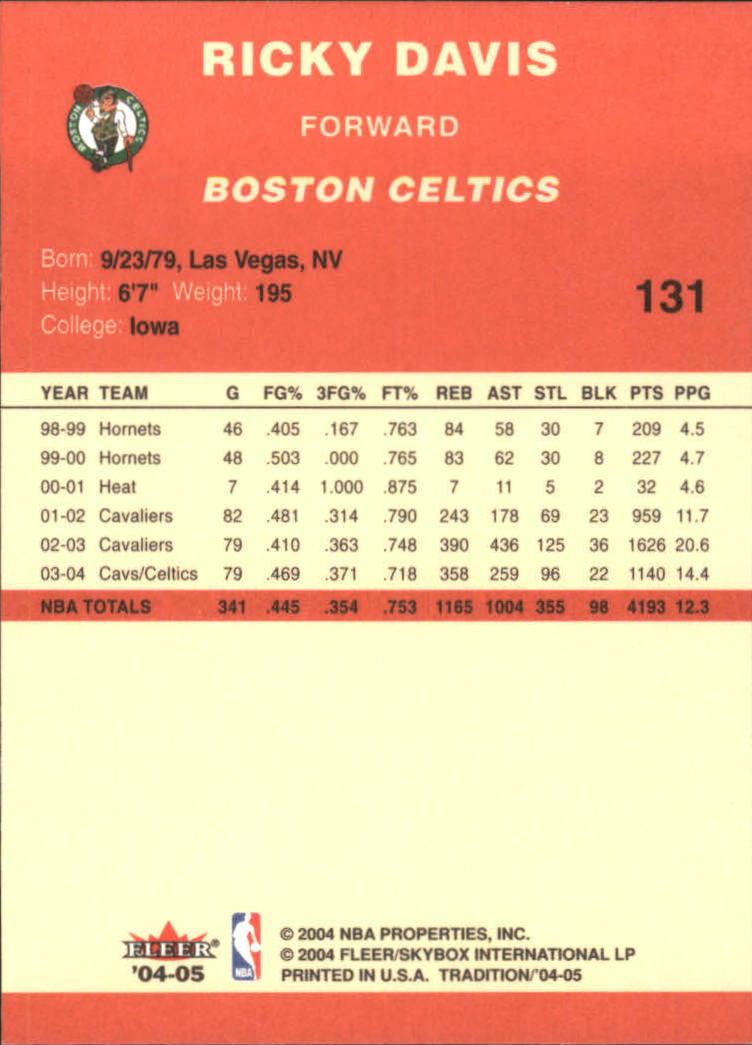 2004/2005 Tradition (Fleer) Basketball Part 1 Red Main Set Cards #1 to #268 - Picture 257 of 496