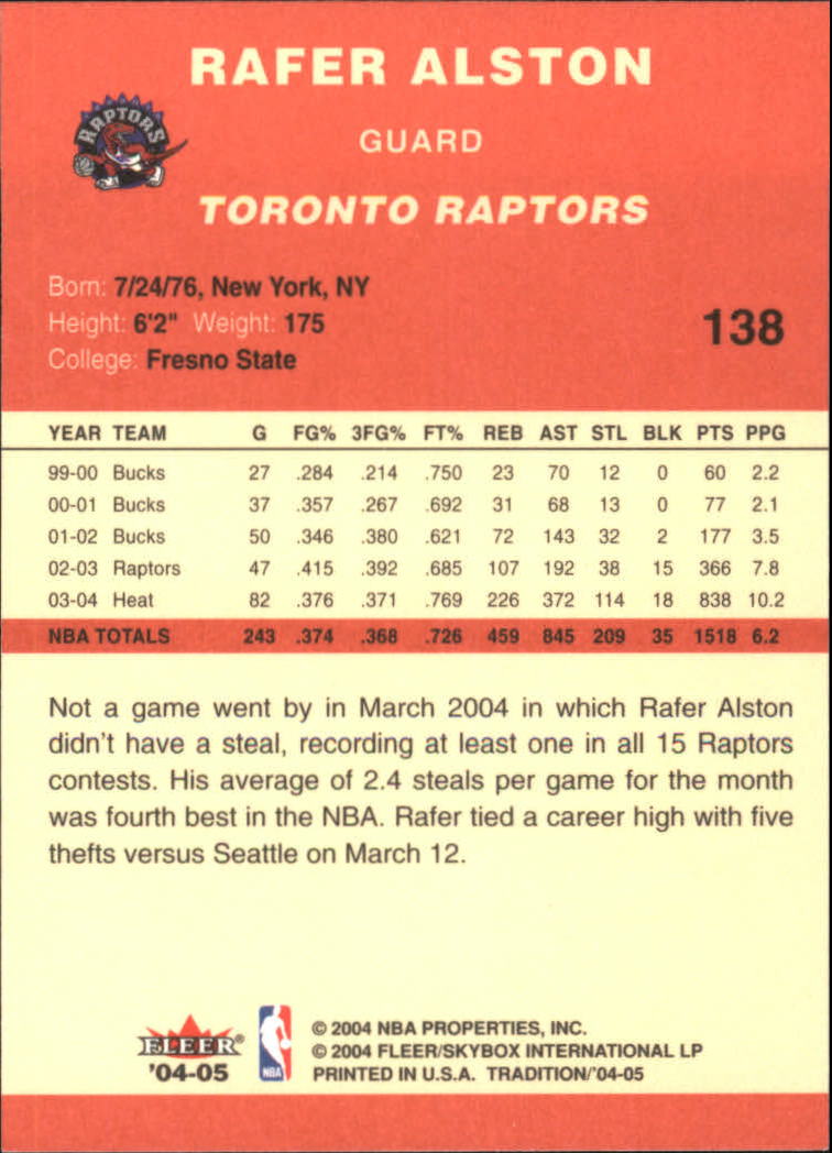 2004/2005 Tradition (Fleer) Basketball Part 1 Red Main Set Cards #1 to #268 - Picture 271 of 496