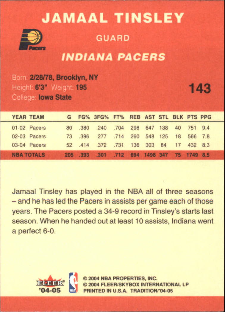 2004/2005 Tradition (Fleer) Basketball Part 1 Red Main Set Cards #1 to #268 - Picture 281 of 496