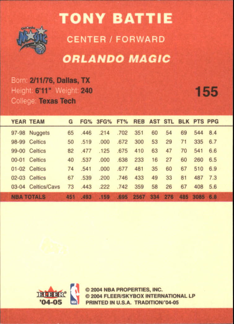 2004/2005 Tradition (Fleer) Basketball Part 1 Red Main Set Cards #1 to #268 - Picture 305 of 496