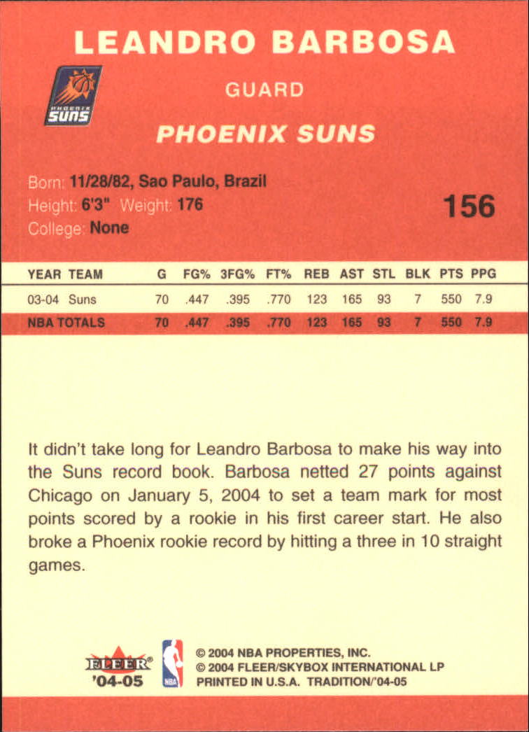 2004/2005 Tradition (Fleer) Basketball Part 1 Red Main Set Cards #1 to #268 - Picture 307 of 496
