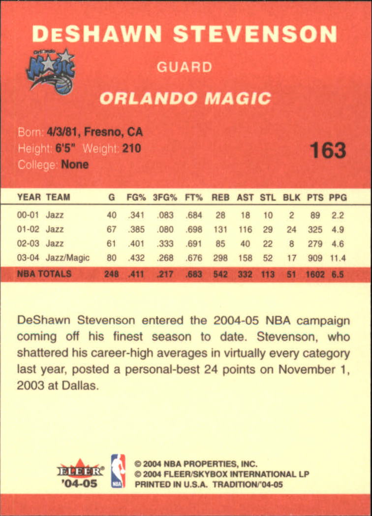 2004/2005 Tradition (Fleer) Basketball Part 1 Red Main Set Cards #1 to #268 - Picture 321 of 496
