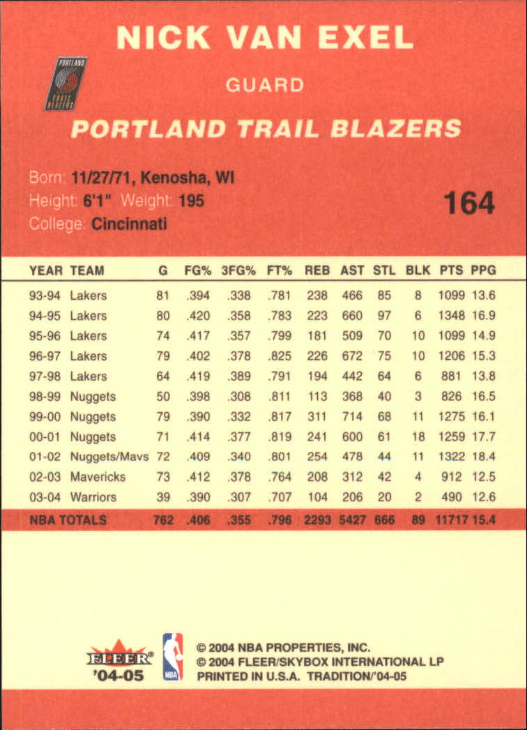 2004/2005 Tradition (Fleer) Basketball Part 1 Red Main Set Cards #1 to #268 - Picture 323 of 496