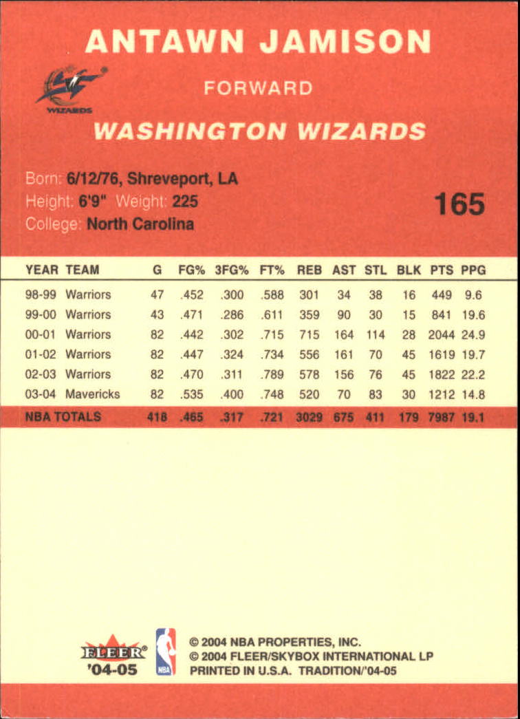 2004/2005 Tradition (Fleer) Basketball Part 1 Red Main Set Cards #1 to #268 - Picture 325 of 496