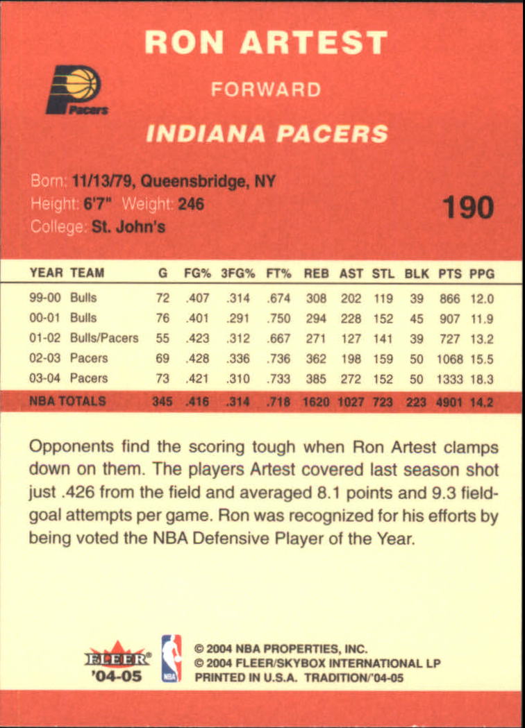 2004/2005 Tradition (Fleer) Basketball Part 1 Red Main Set Cards #1 to #268 - Picture 375 of 496