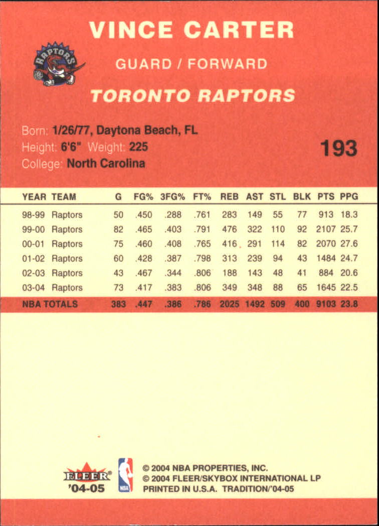 2004/2005 Tradition (Fleer) Basketball Part 1 Red Main Set Cards #1 to #268 - Picture 381 of 496