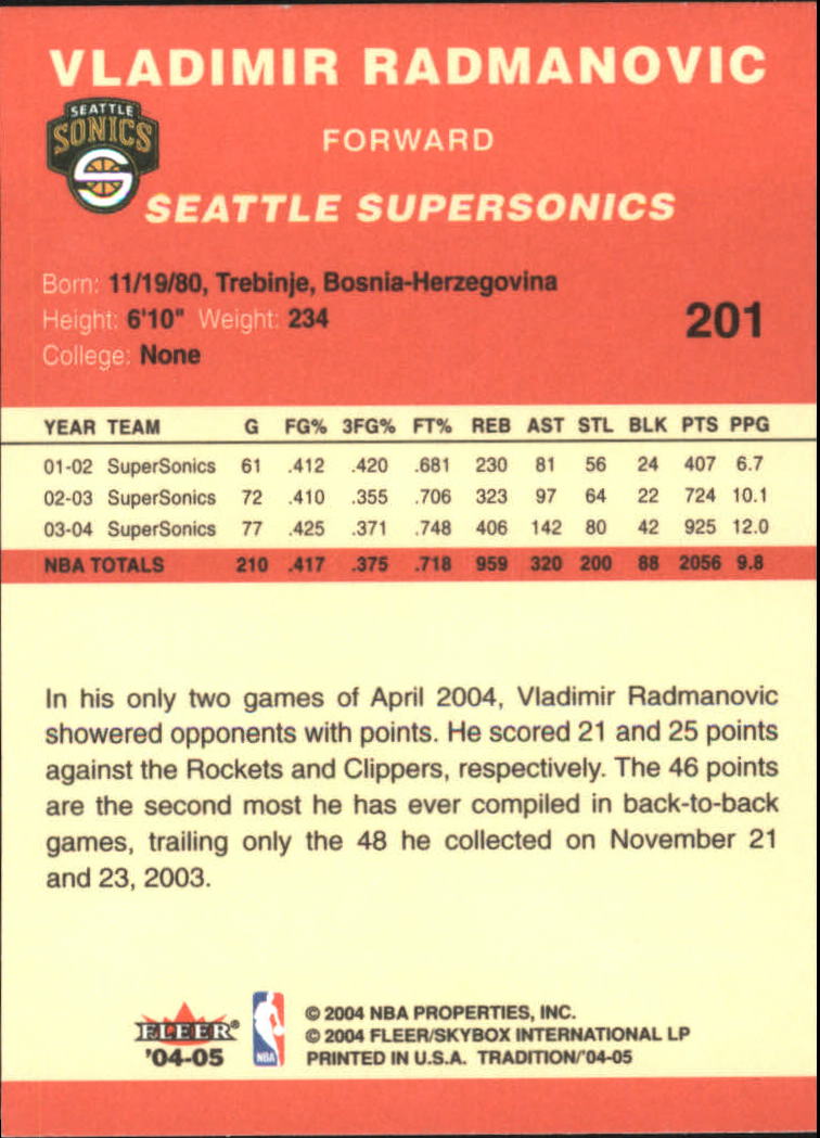 2004/2005 Tradition (Fleer) Basketball Part 1 Red Main Set Cards #1 to #268 - Picture 397 of 496