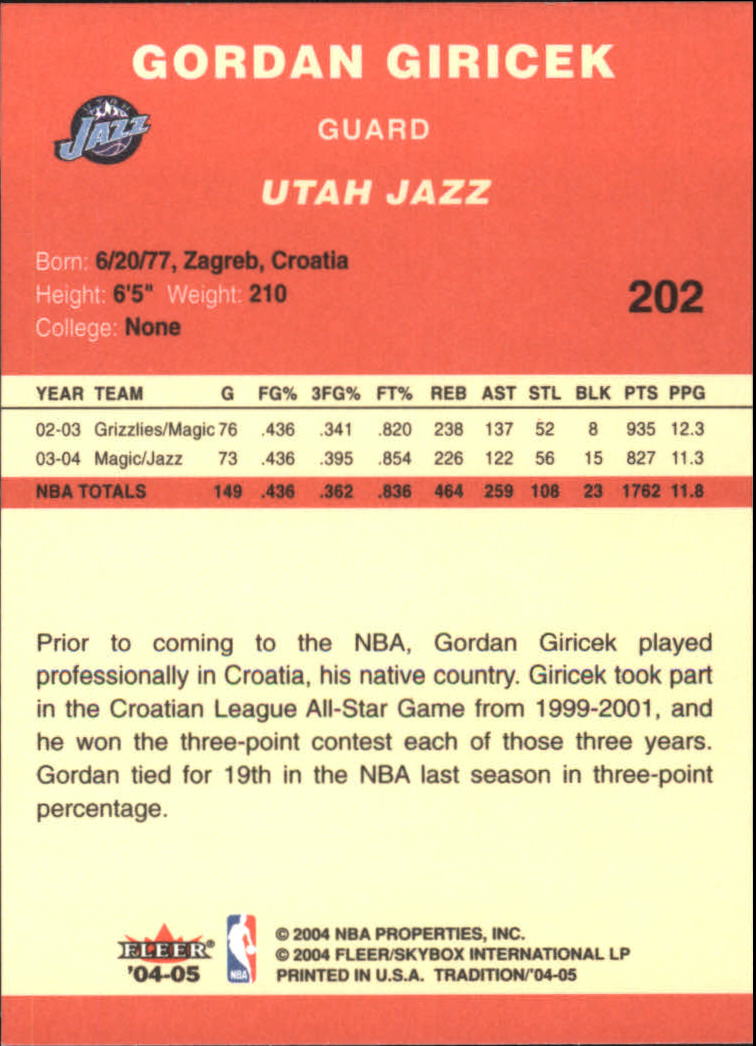 2004/2005 Tradition (Fleer) Basketball Part 1 Red Main Set Cards #1 to #268 - Picture 399 of 496
